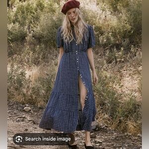 Doen Revi Plaid Cotton Maxi Dress Size M, good condition